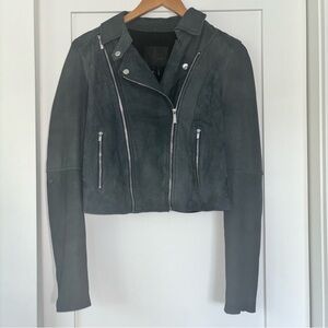 PAIGE 2016 Style Grey Suede Moto Jacket
